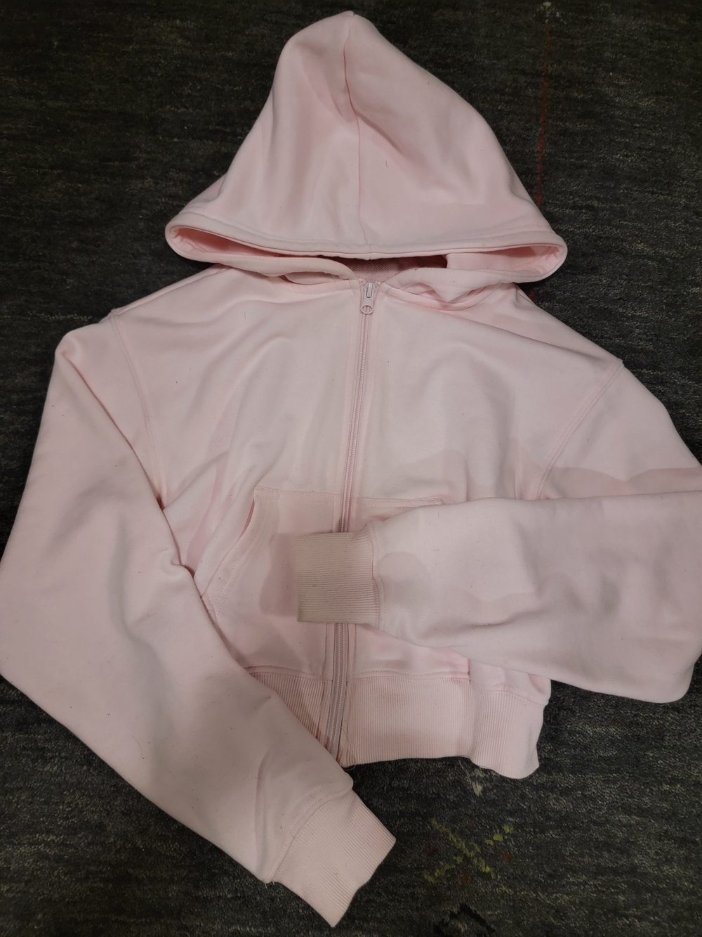 Baby Pink Zip-Up Cotton Hoodie